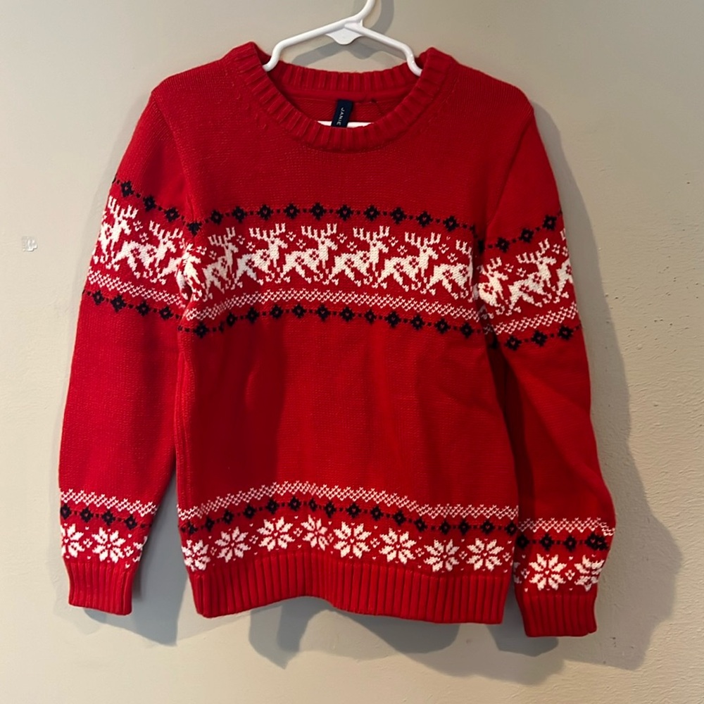 Janie and Jack boys size 6 Christmas sweater and hat